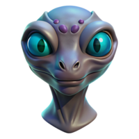 passionate beautiful Alien creature head with three eyes and bioluminescent skin with Transparent Background handcrafted png
