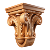wonderful notable Ultra-detailed, photorealistic isolated cutout of a single, intricately carved, wooden corbel with Transparent Background png
