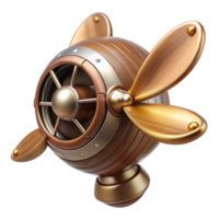 remarkable gothic Steampunk airship propeller made of polished wood and copper with Transparent Background ultra HD png