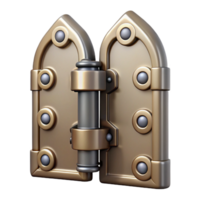quintessential impressionist Hyper-specific professional render of a single, Art Deco style, iron gate hinge Isolated cutout with Transparent Background museum quality png