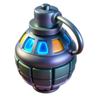 reflective impressive Futuristic grenade, digital timer, explosive core with Transparent Background refined png