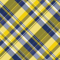Vibrant yellow, navy, and olive plaid pattern. Perfect for textile design, website backgrounds, or fashion projects. This cheerful, diagonal design evokes feelings of warmth and optimism. vector
