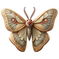 vibrant abstract Ultra-detailed, photorealistic isolated cutout of a single Art Nouveau moth, large wings, intricate patterns, muted earth tones with Transparent Background authentic png