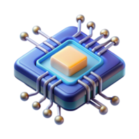 radiant dramatic minimalist Artificial intelligence chip with glowing circuits and data pathways with Transparent Background artisan png