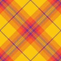 Trend seamless check plaid, dye fabric texture background. Styling tartan pattern textile in bright and orange colors. vector