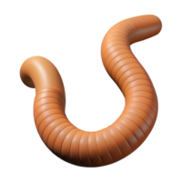 wonderful iconic Professional render hyper-specific image of a single earthworm, segmented body, with Transparent Background png