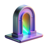 vibrant coveted Concept art style, isolated cutout of a single, holographic architectural projection of a doorway with Transparent Background png