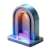 vibrant nostalgic futuristic Concept art style, isolated cutout of a single, holographic architectural projection of a doorway with Transparent Background high resolution png