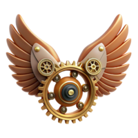 splendid harmonious nordic Steampunk wings made of gears, clockwork, and leather with Transparent Background elite png
