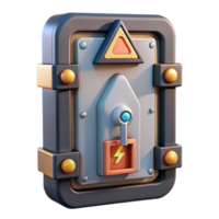 serene distinctive Spaceship door with locking mechanism and warning lights with Transparent Background png