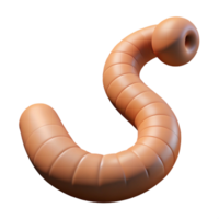 pristine distinctive Professional render hyper-specific image of a single earthworm, segmented body, with Transparent Background png