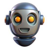 signature industrial Robot head with glowing eyes and expressive face with Transparent Background impeccable png