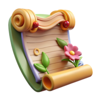 romantic alluring Ultra-detailed, photorealistic isolated cutout, Art Nouveau music sheet, featuring stylized musical notation and floral border with Transparent Background expertly shot png
