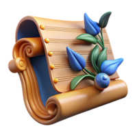 unforgettable renaissance Ultra-detailed, photorealistic isolated cutout, Art Nouveau music sheet, featuring stylized musical notation and floral border with Transparent Background museum quality png