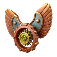 pristine organic Steampunk wings made of gears, clockwork, and leather with Transparent Background genuine png