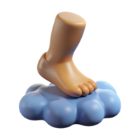 stunning signature Concept art style, isolated cutout of a single human foot stepping on a cloud with Transparent Background png