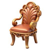 vibrant standout Hyper-specific, professional render, isolated cutout Art Nouveau chair back, carved wood, featuring intricate floral and vine motifs with Transparent Background png