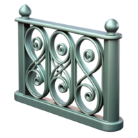 wonderful tranquil bohemian Photorealistic, ultra-detailed, isolated cutout of a single, decorative, cast iron railing section with Transparent Background original png
