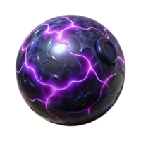 unparalleled impressionist Hyper-specific, professional render of a single, levitating orb of dark energy, crackling with purple electricity with Transparent Background ultra HD png