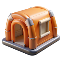 pristine distinctive Concept art style, isolated cutout of a single, inflatable, emergency shelter module with Transparent Background png