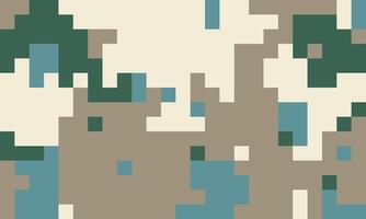 Abstract pixel art background. Neutral earth tones and teal create a camouflagelike effect, perfect for tech, gaming, or modern design projects. vector