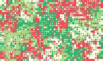 Vibrant abstract pixel art background. Red, green, and white squares create a dynamic, festive texture. Ideal for websites, social media, or print projects needing a modern, playful feel. vector