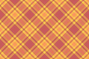 Attire texture fabric, gift pattern check textile. Detailed seamless tartan background plaid in indian red and yellow colors. vector