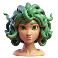 sumptuous whimsical creative Medusa, Gorgon, with snake hair, with Transparent Background sharp png