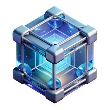 radiante firma datos almacenamiento cristal con brillante interno estructura y datos corrientes con transparente antecedentes png