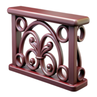 hypnotic standout Photorealistic, ultra-detailed, isolated cutout of a single, decorative, cast iron railing section with Transparent Background png