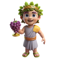 splendid retro Dionysus, God of Wine, holding a grapevine, with Transparent Background crisp png