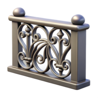 timeless bohemian Photorealistic, ultra-detailed, isolated cutout of a single, decorative, cast iron railing section with Transparent Background professional png