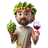 magnificent gothic Dionysus, God of Wine, holding a grapevine, with Transparent Background 8K png