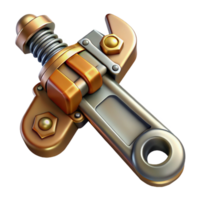 stunning inspired Steampunk wrench with adjustable jaws and brass accents with Transparent Background png