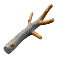 serene energetic tropical Isolated cutout, concept art style, hyper-specific rendering of a single, dried twig with visible bark texture and knots with Transparent Background studio quality png
