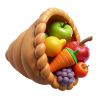 signature geometric Cornucopia, horn of plenty, overflowing with fruit, with Transparent Background elite png
