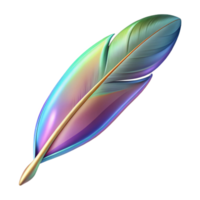 serene dynamic mid-century Hyper-specific, concept art style, isolated cutout of a single, delicate hummingbird feather exhibiting iridescent colours with Transparent Background high quality png