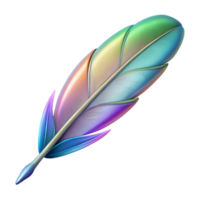 passionate extraordinary Hyper-specific, concept art style, isolated cutout of a single, delicate hummingbird feather exhibiting iridescent colours with Transparent Background exclusive png
