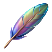 unforgettable creative Hyper-specific, concept art style, isolated cutout of a single, delicate hummingbird feather exhibiting iridescent colours with Transparent Background professional png