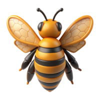 rare classic Hyper-specific, concept art style, isolated cutout of a single, realistic bee with detailed wings and fuzzy body with Transparent Background crisp png