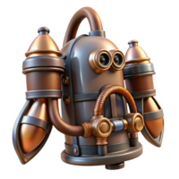 vibrant coveted Steampunk jetpack with miniature turbines and copper piping with Transparent Background png