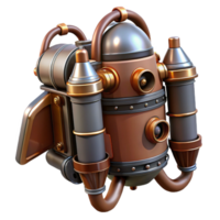 spectacular unforgettable Steampunk jetpack with miniature turbines and copper piping with Transparent Background png