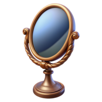 signature contemporary Hyper-specific, photorealistic isolated cutout of a single antique mirror reflecting a distorted reality with Transparent Background high resolution png