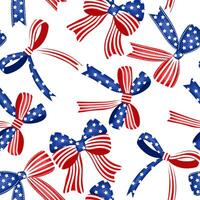 The US flag with bows seamless pattern on white background vector