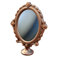 picturesque iconic Hyper-specific, photorealistic isolated cutout of a single antique mirror reflecting a distorted reality with Transparent Background png