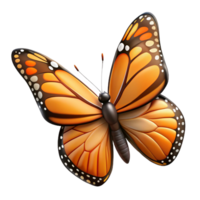 peaceful mesmerizing Hyper-specific, concept art style, isolated cutout of a single, Monarch butterfly with fully open wings displaying intricate patterns with Transparent Background original png