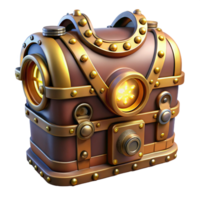vibrant unforgettable Steampunk chest plate with gears, pipes, and glowing lights with Transparent Background png