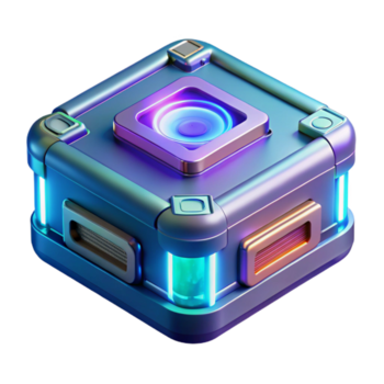 sumptuous energetic artistic Hyper-specific, professional render of a futuristic, advanced data storage device with holographic interface with Transparent Background 4K png
