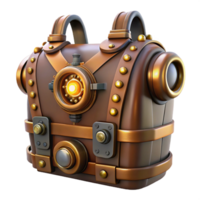 harmonious captivating Steampunk chest plate with gears, pipes, and glowing lights with Transparent Background premium png