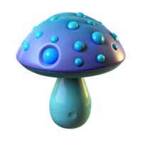 sought-after organic Photorealistic, ultra-detailed, hyper-specific professional render of a single, bioluminescent alien mushroom with glowing spores with Transparent Background museum quality png